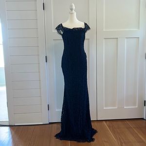 Navy Lace Formal Dress- Scoop Neck or Off the Shoulder